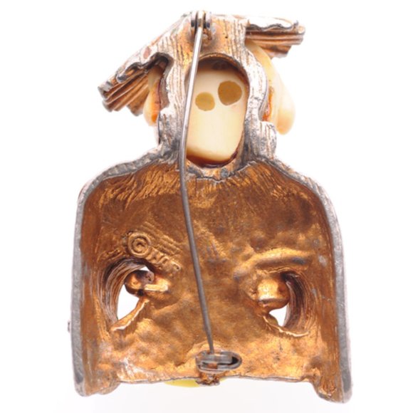 Rare Har Laughing Chinaman Brooch with Rhinestones - Picture 2 of 8